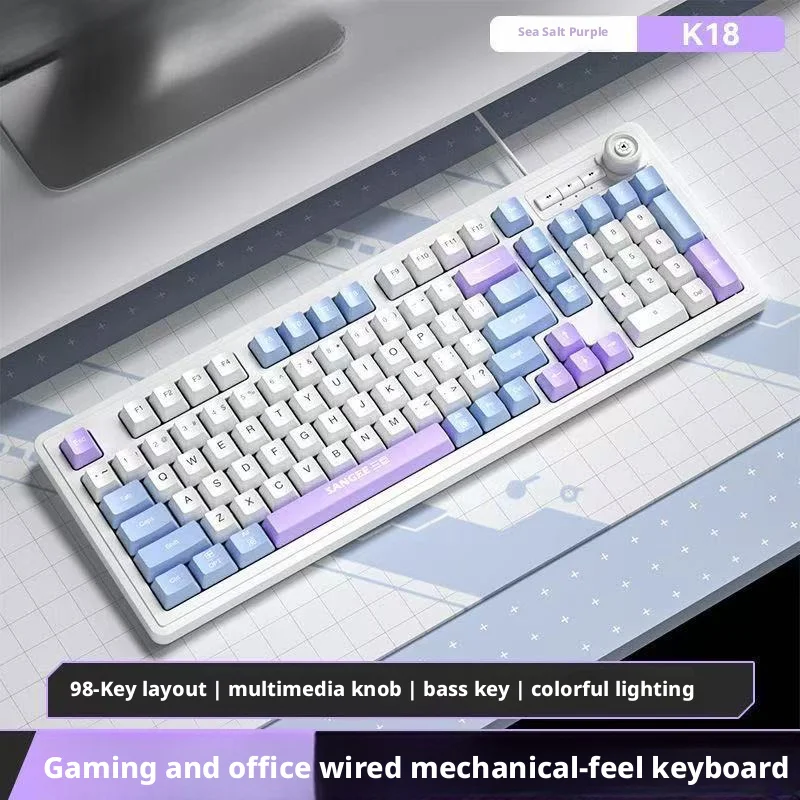 Gaming Keyboard No Noise - 98 Tuşlu Kablolu Klavye RGB Işıklı