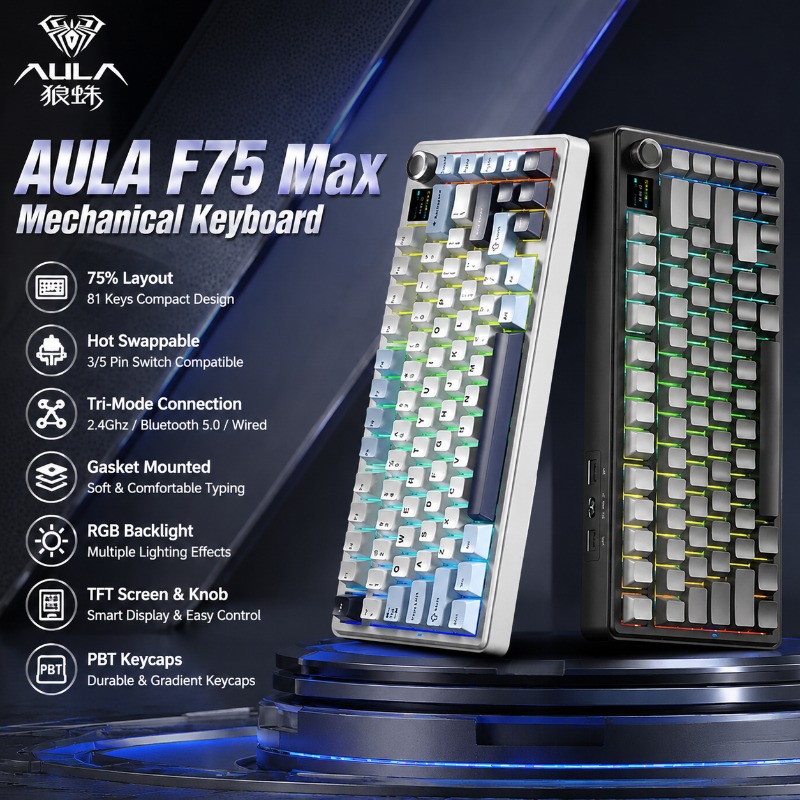 Gaming Keyboard Wireless - AULA F75 Max Mekanik Klavye %75