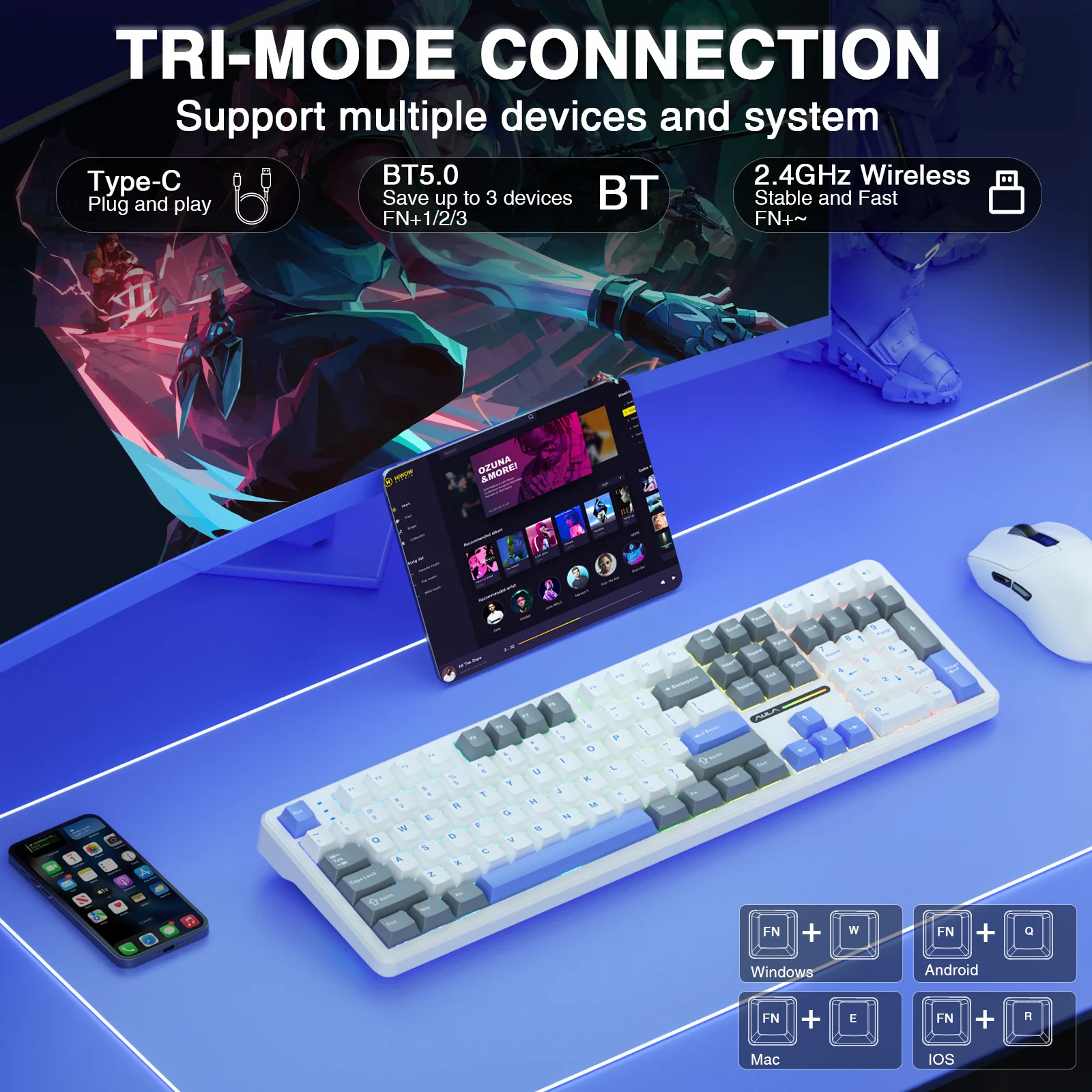 AULA F108 Kablosuz Klavye Düşü - Gaming Keyboard No Noise incelemesi ve fiyatı